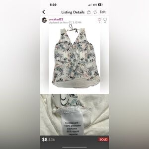 Floral Sleeveless Top - Cream